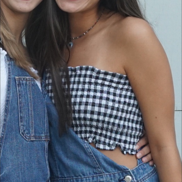 Black and White Gingham Crop Top - Picture 1 of 2